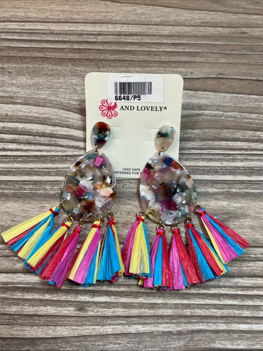 And Lovely Multicolor Resin Teardrop Tassel Earrings
